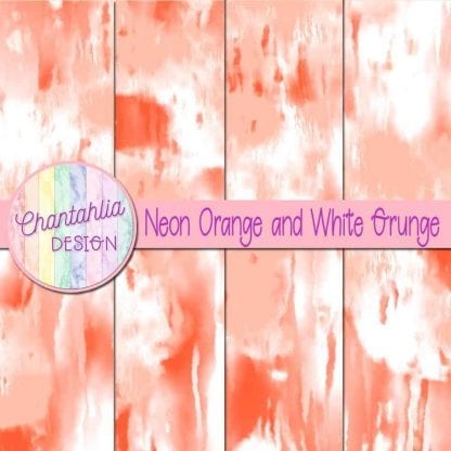 Free neon orange and white grunge digital papers