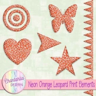 Free design elements in a neon orange leopard print style.