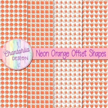 neon orange offset shapes digital papers