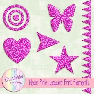 Free design elements in a neon pink leopard print style.
