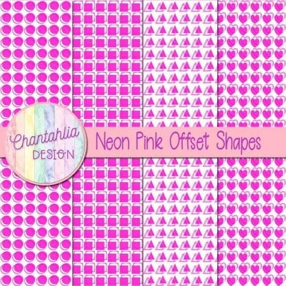 neon pink offset shapes digital papers