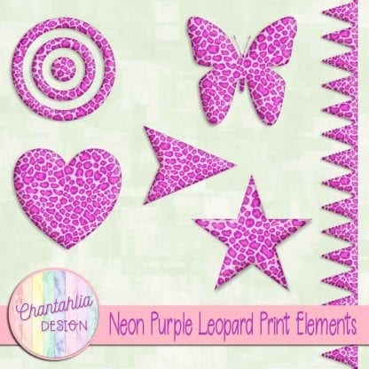 Free design elements in a neon purple leopard print style.