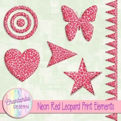 Free design elements in a neon red leopard print style.