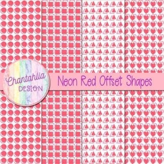 neon red offset shapes digital papers