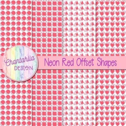 neon red offset shapes digital papers