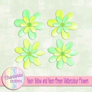 free neon yellow and neon green watercolour flowers