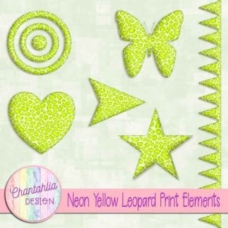 Free design elements in a neon yellow leopard print style.