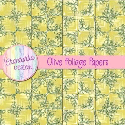 Free olive digital papers with foliage designs