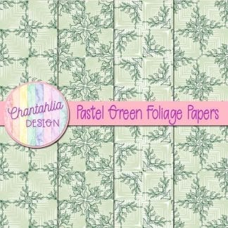 Free pastel green digital papers with foliage designs