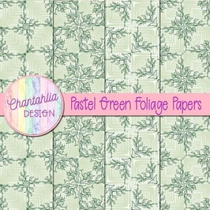 Free pastel green digital papers with foliage designs