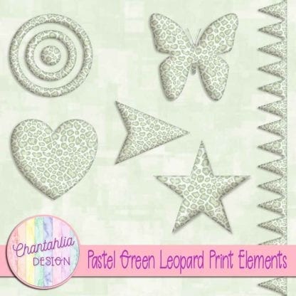 Free design elements in a pastel green leopard print style.