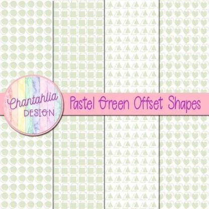 pastel green offset shapes digital papers
