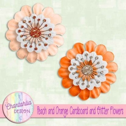 free peach and orange cardboard and glitter flowers