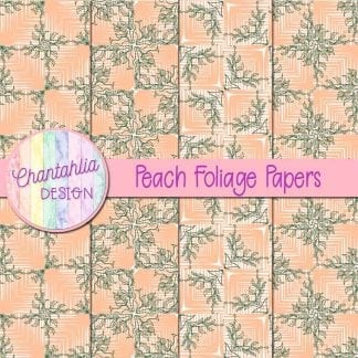 Free peach digital papers with foliage designs