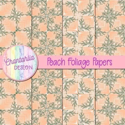 Free peach digital papers with foliage designs