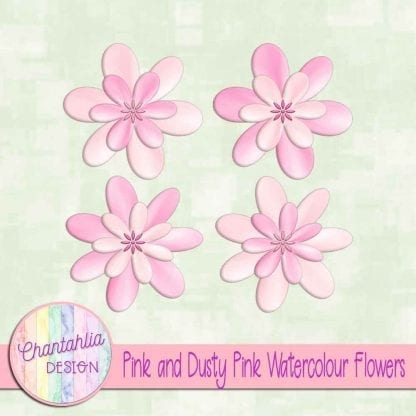 free pink and dusty pink watercolour flowers
