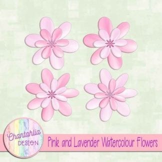 free pink and lavender watercolour flowers