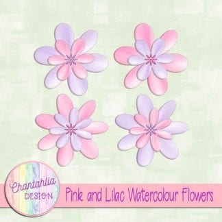 free pink and lilac watercolour flowers