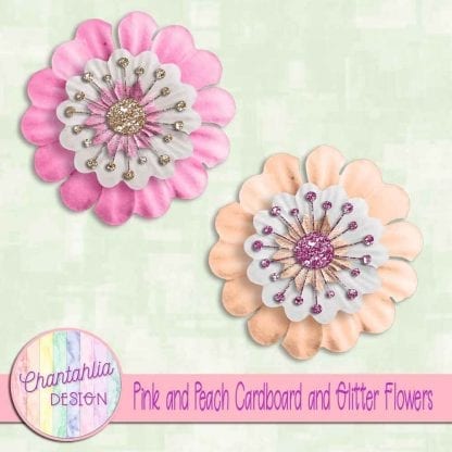 free pink and peach cardboard and glitter flowers
