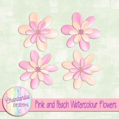 free pink and peach watercolour flowers
