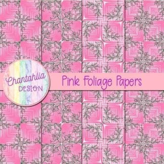 Free pink digital papers with foliage designs