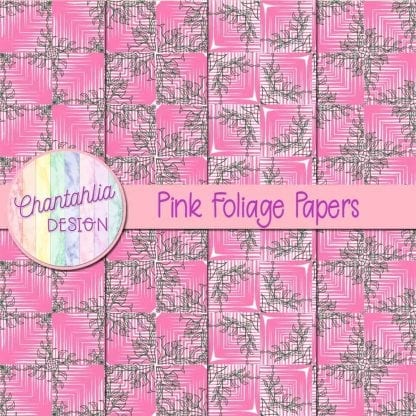 Free pink digital papers with foliage designs