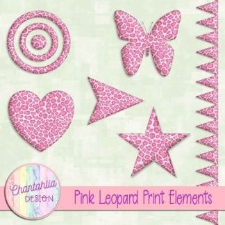 Free design elements in a pink leopard print style.