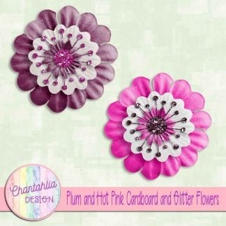 free plum and hot pink cardboard and glitter flowers
