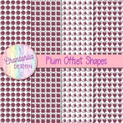 plum offset shapes digital papers