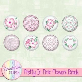 Free digital brads in a Pretty in Pink Flowers theme
