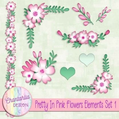 Free design elements in a Pretty in Pink Flowers theme