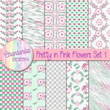 Free digital paperss in a Pretty in Pink Flowers theme