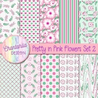 Free digital paperss in a Pretty in Pink Flowers theme