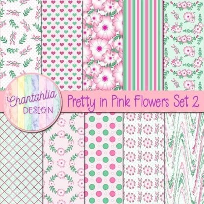 Free digital paperss in a Pretty in Pink Flowers theme