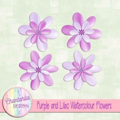 free purple and lilac watercolour flowers