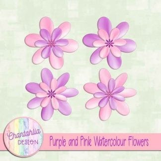 free purple and pink watercolour flowers
