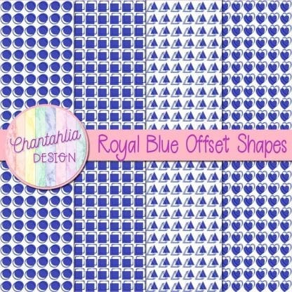 royal blue offset shapes digital papers