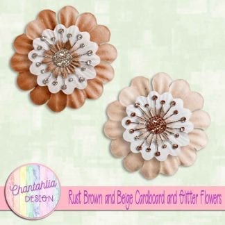 free rust brown and beige cardboard and glitter flowers