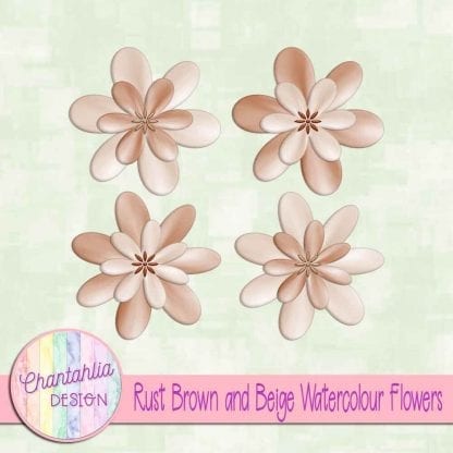 free rust brown and beige watercolour flowers