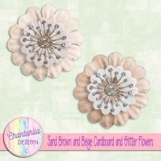 free sand brown and beige cardboard and glitter flowers