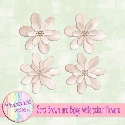 free sand brown and beige watercolour flowers