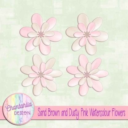 free sand brown and dusty pink watercolour flowers