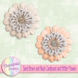 free sand brown and peach cardboard and glitter flowers