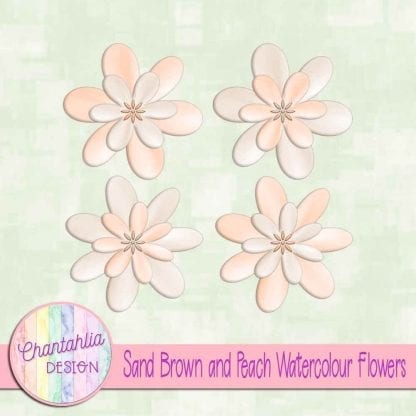 free sand brown and peach watercolour flowers