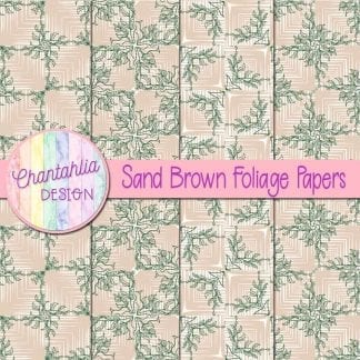 Free sand brown digital papers with foliage designs