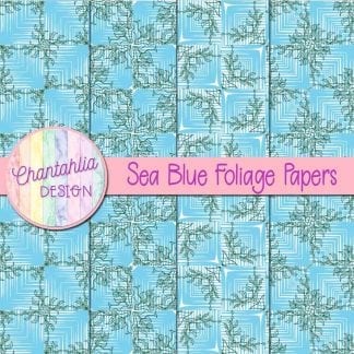 Free sea blue digital papers with foliage designs