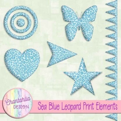 Free design elements in a sea blue leopard print style.