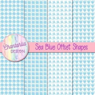 sea blue offset shapes digital papers