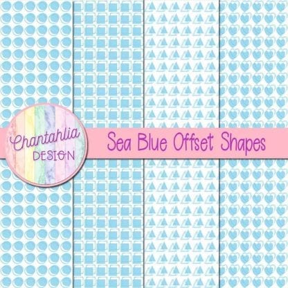 sea blue offset shapes digital papers