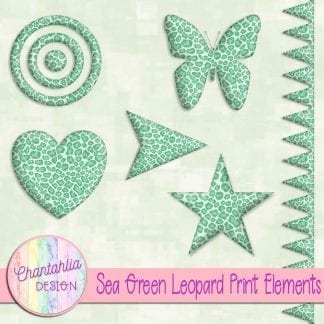 Free design elements in a sea green leopard print style.